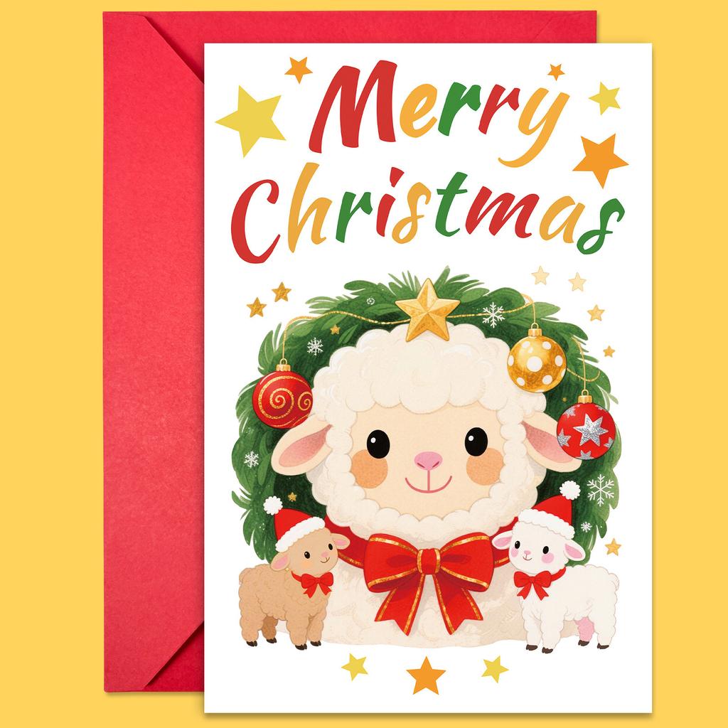 10PCS Cute Cartoon Christmas Greeting Cards Set with Envelopes, Large Size Hand-drawn Xmas Cards for Holiday Wishes & Gifts