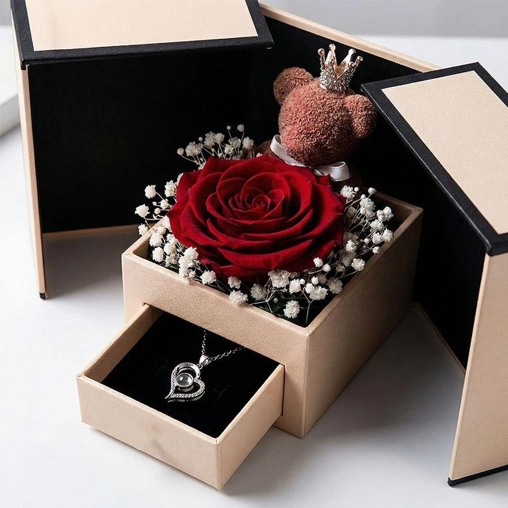Rose Design Eternal Flower Jewelry Box Double Door Valentine's Day Gift Box  Gift Giving
