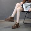 Autumn and winter new velvet thickened short boots women's retro leather warm large cotton boots soft bottom low top Martin boots