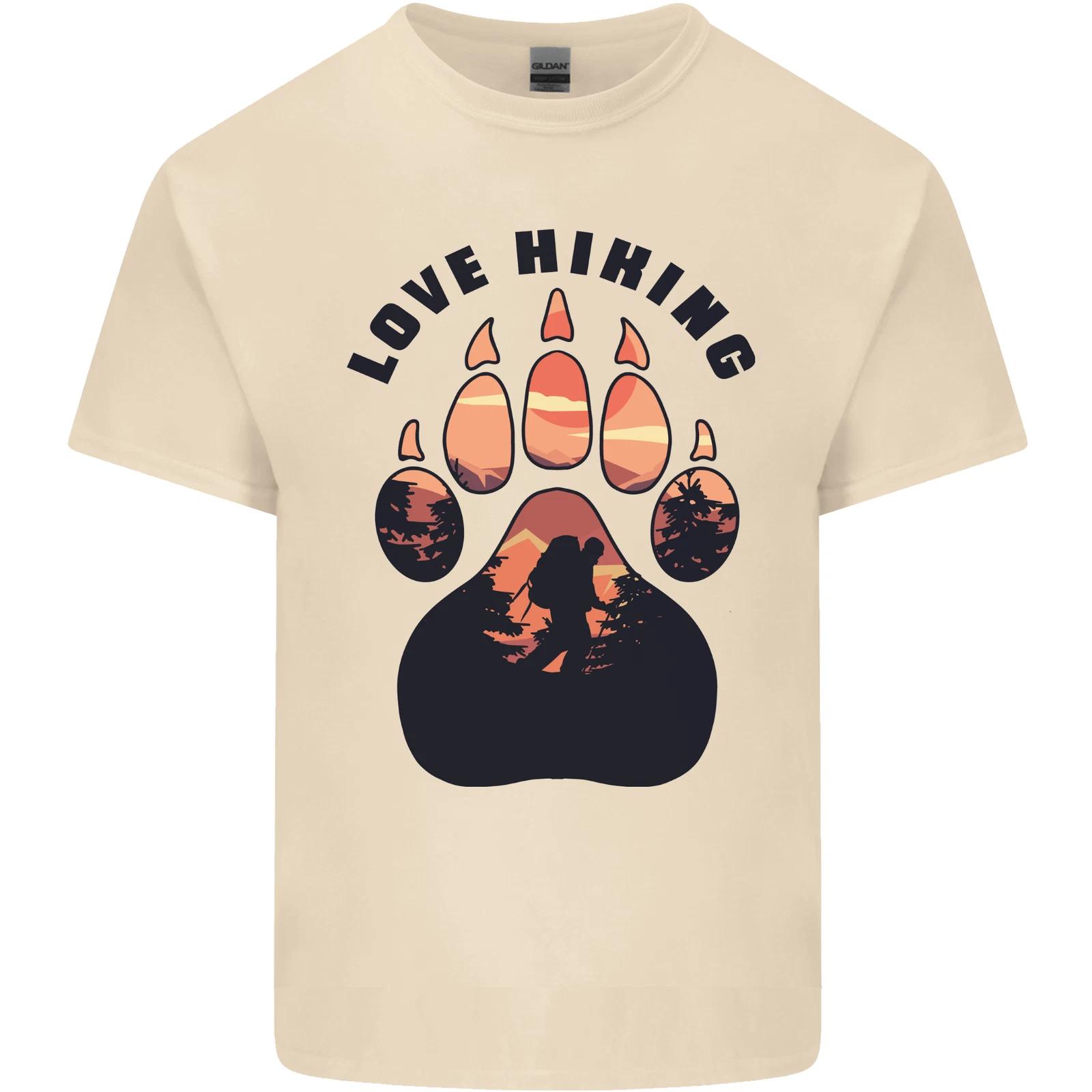 

Love Hiking Bear Paw Trekking Hike Outdoors Mens Cotton T-Shirt Tee Top 3XL