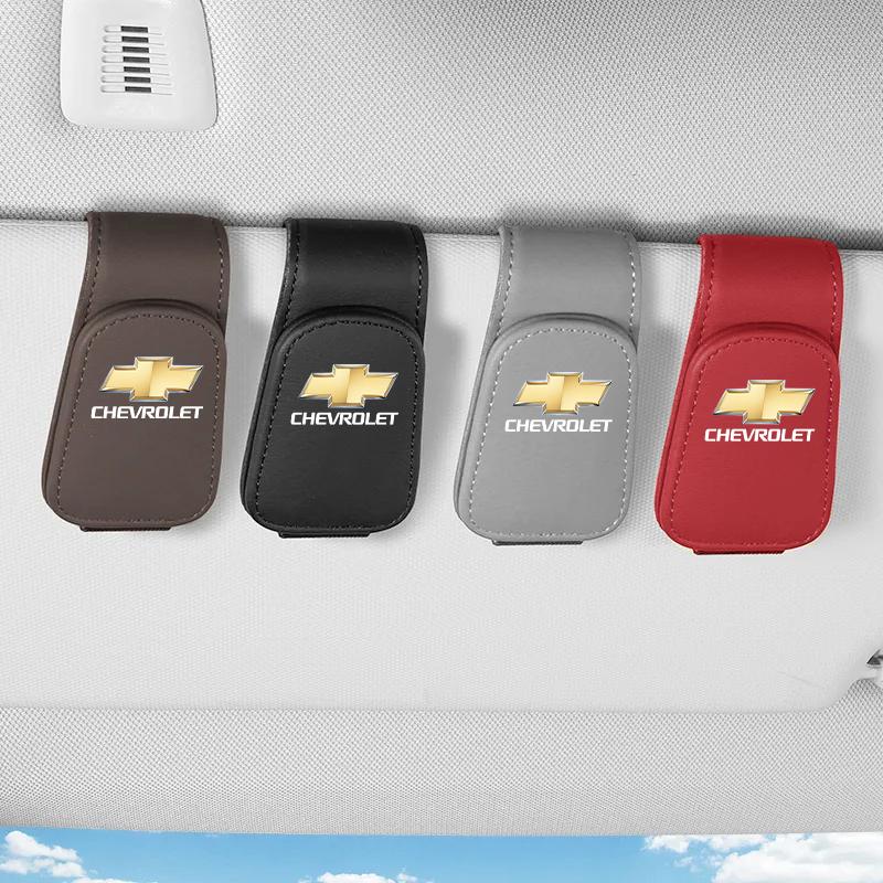Car Leather Glasses Clip Sun Visor Ticket Card Storage Clamp For Chevrolet Cruze Malibu Colorado Suburban Equinox Blazer Trax