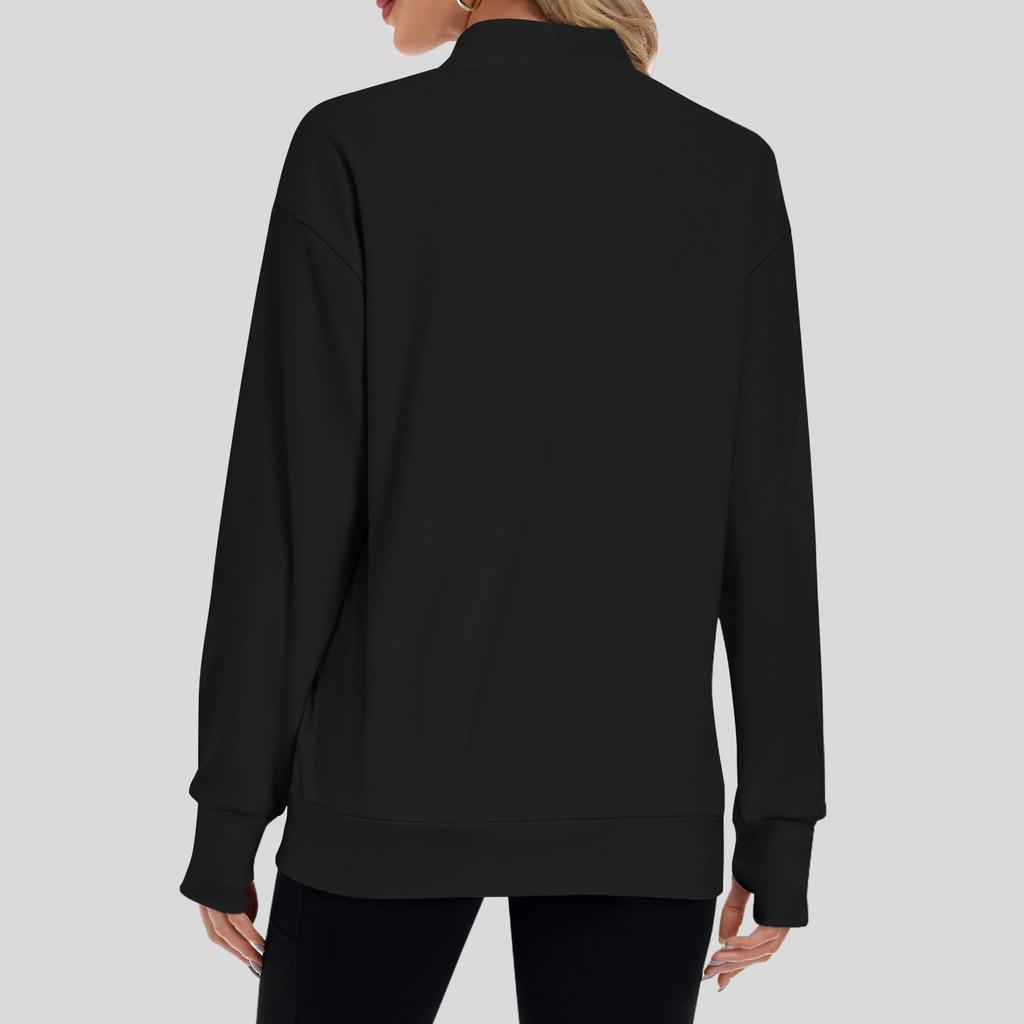 Women's Casual Mock Neck Long Sleeve Top with Thumb Holes