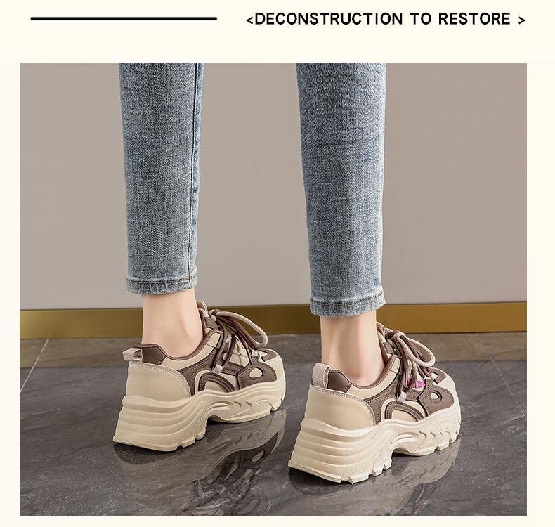 Women's Genuine Leather Waterproof Non-Slip Running Shoes - Dad Style, Soft Sole, Autumn Collection, Small Feet Fit.