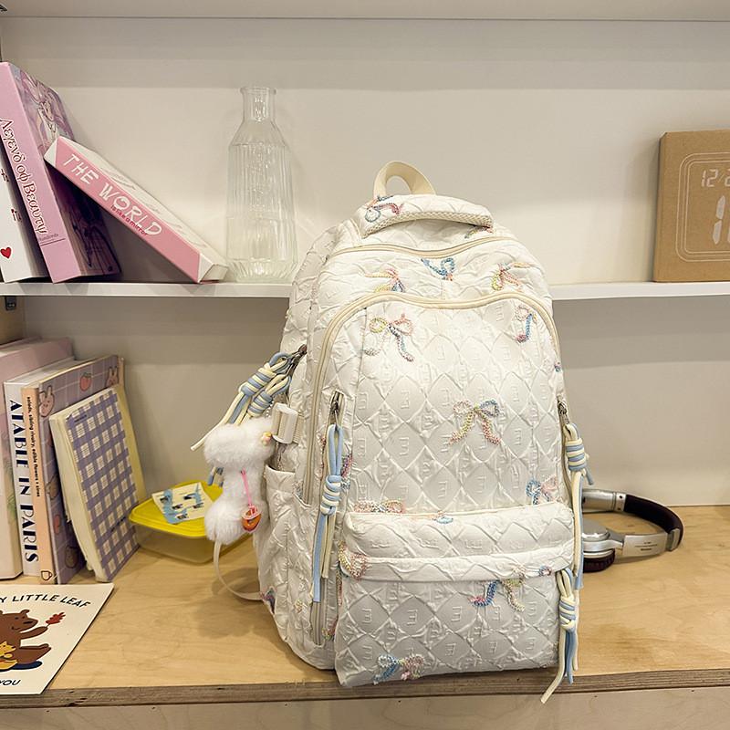 Lightweight Candy Color Dual Shoulder Bag With Nylon Material And Spacious Capacity For Students