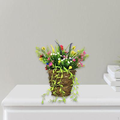 Hängender Korb für die Haustür Kranz Frühling Willkommensschild Bauernhaus Blumengesteck Kunstblume