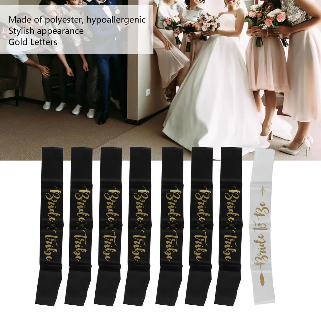 8Pcs    smaid Sash Gold Letters Hypoallergenic Material Wedding   to Be Sash Set for Wedding Parties