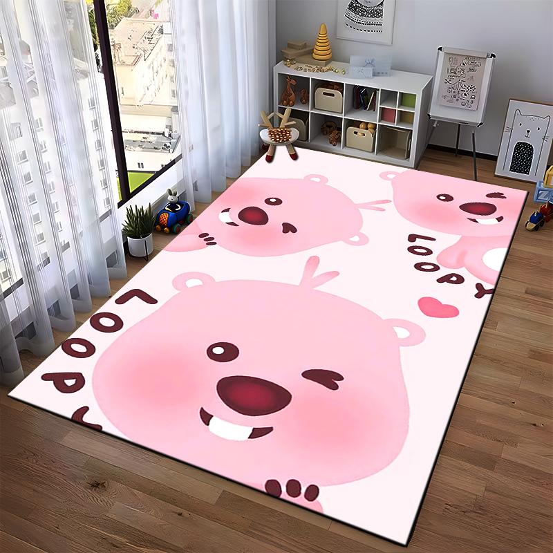 Cute Pink Cartoon Bear Pattern Rug Non-slip rug suitable for living room and bedroom sofas