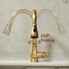 Antique Brass Kitchen Faucet Pull Out Spout Kitchen Faucet Black Single Hole Swivel Hot Cold Water Kitchen Mixer Tap Gold