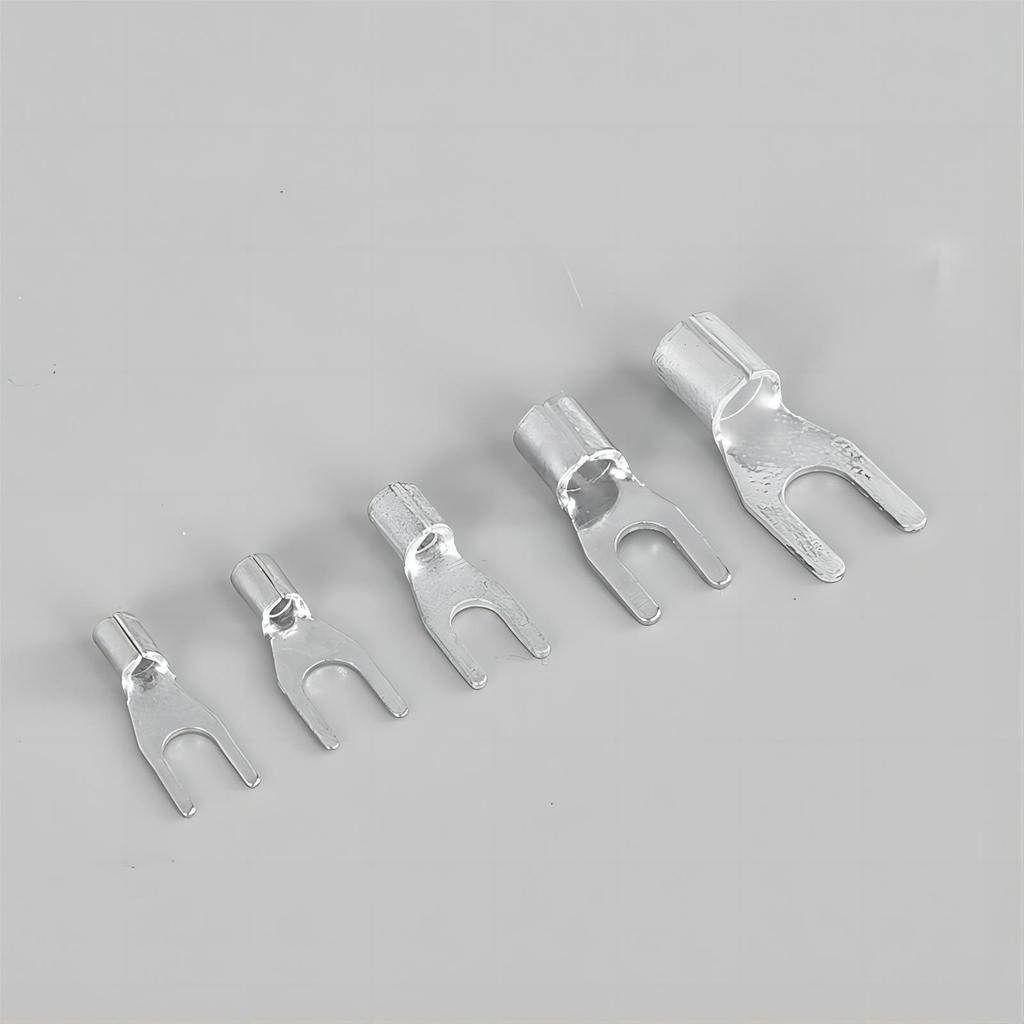 Forked U-Shaped Copper/Brass Wire Terminal Lugs - Cold-Pressed, 1000 Pcs Bag