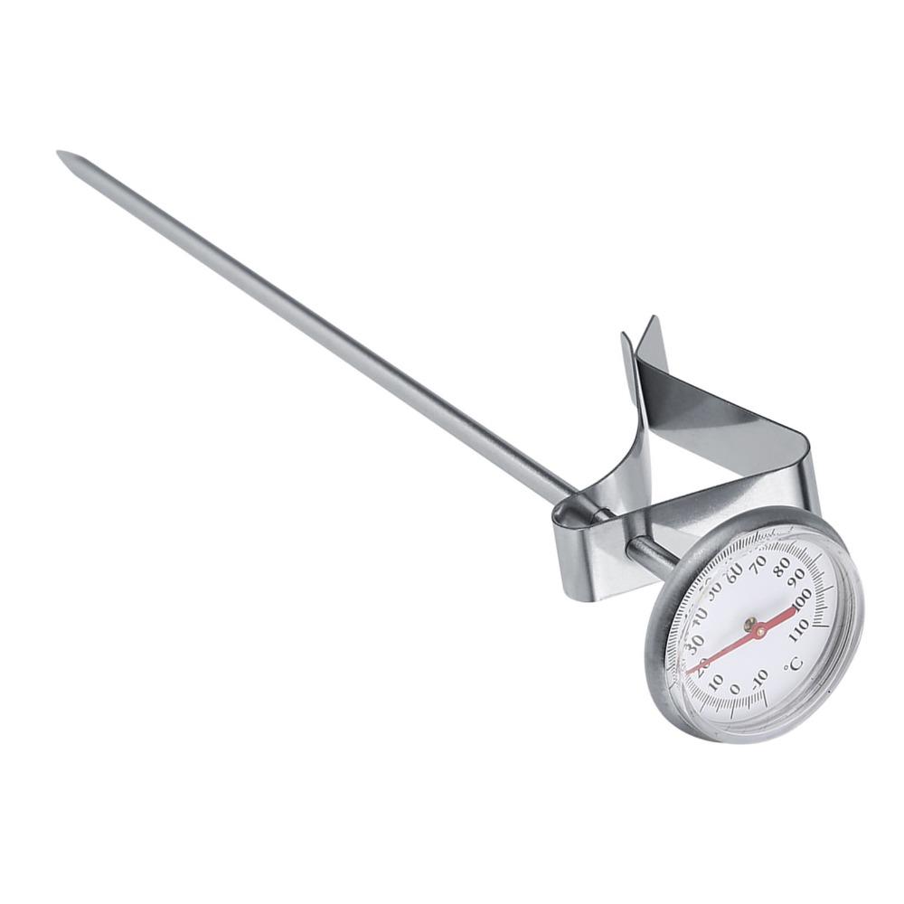Stainless Steel Milk Frothing Thermometer Instant Read 7.6in Long Probe Coffee Thermometer with Clip Detachable