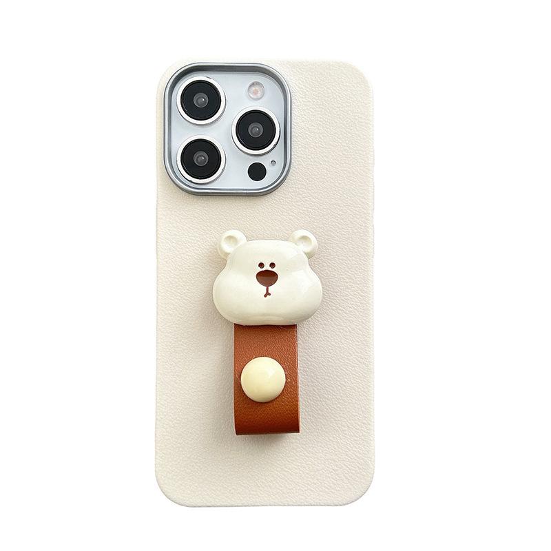 Bear Ring Portable Rope Mobile Phone Case for IPhone17promax Silicone for Apple 15 Anti-fall 14 Women's Model 16