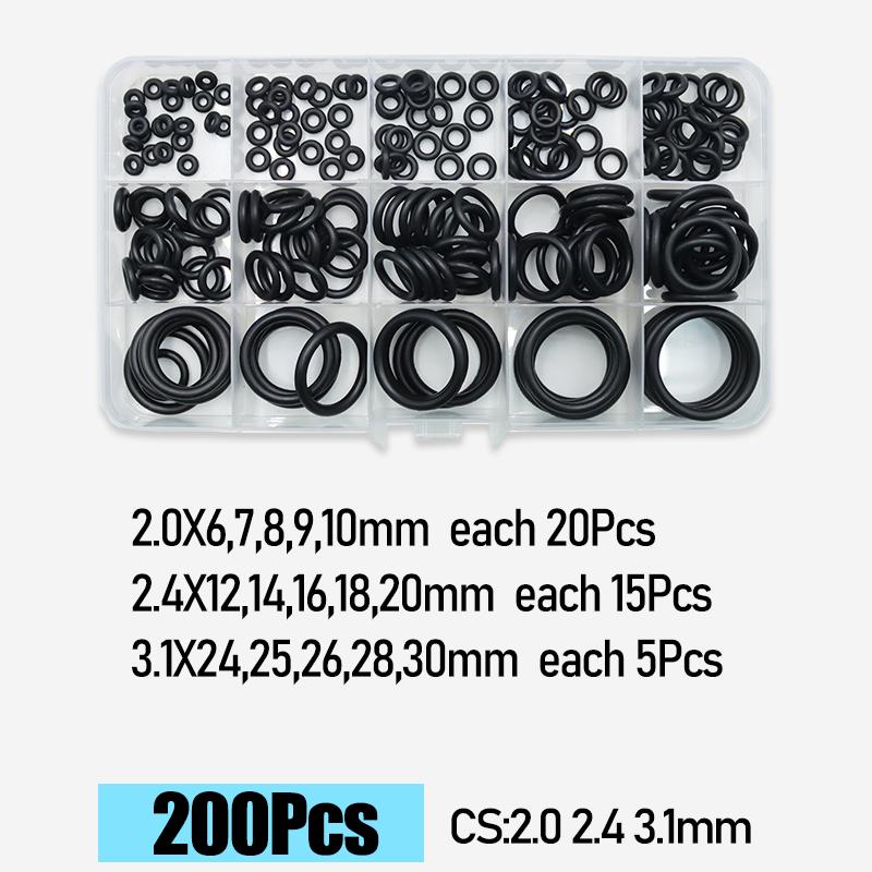 CS1.0-4.0mm Rubber O Ring High Quality Sealing Washer Balck NBR O-ring Plumbing Gasket Car Air Condition Oil Resistant Oring Kit