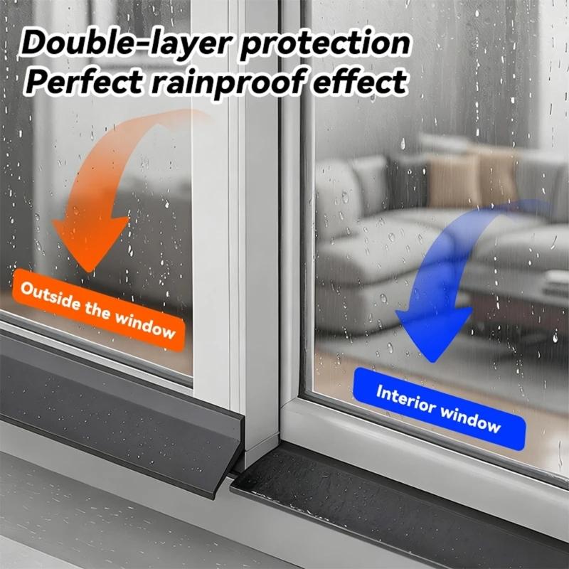 Window Water Blocking Strip Rainproof Barrier Self Adhesive Waterproof Seal Strip for Window Seams Anti-Drifting Rain Proof Sealant Strip