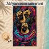 Pug Theme Soft Beach Towel Personalized Custom Name Text Towel Portable for Beach Pool Travel