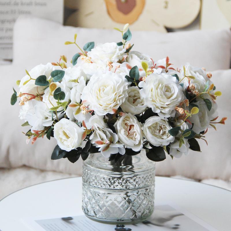 30cm Europäische Künstliche Pfingstrosen Blumen Seidenhortensie Rose Wohnzimmer Hausgarten Hochzeit Brautstrauß Partydekoration