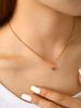 Fashion Simple Elegant Temperament Senior Sense Of Stainless Steel 18K Gold-Plated Rose Pendant Necklace Women'S Zircon