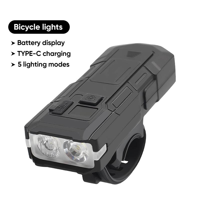 8 LED Bike Front Light with Digital Display Rechargeable Bicycle Head Light MTB Road Bicycle Flashlight Cycling Bike Accessories 2 LED