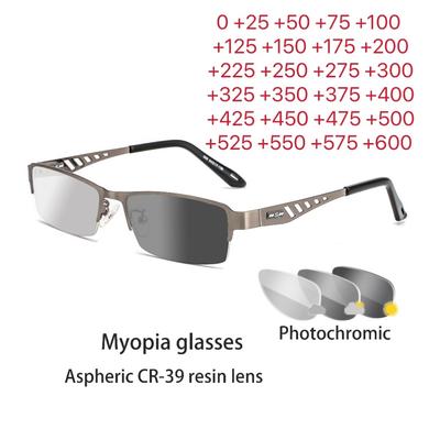 Photochromic Eye Glasses Men Women Myopia Eyeglasses Finished Glasses Students Short Sight Eyewear 0 +0.5 +1 +1.25 +1.5 +1.75 +6