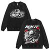 Washed Stray Kids World Tour Run It Skz Graphic Crewneck Sweatshirt Teens