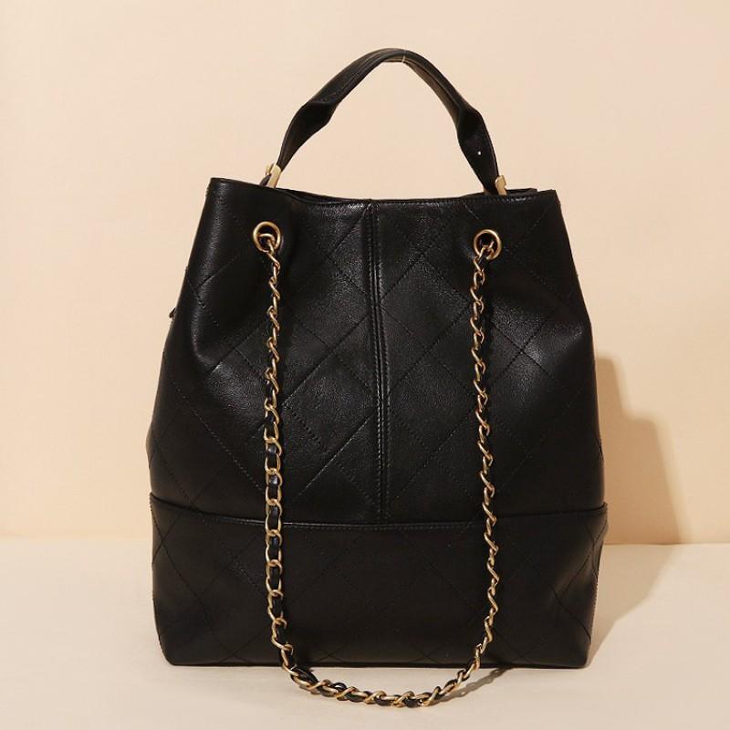 Factory Korean Diamond-style Chain Bucket Bag Sheepskin Light Luxury Women's Large-capacity High-end Portable Tote
