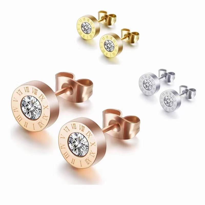 3 ks/sada Římské číslice Zirkon Nerezová ocel Náhrdelníky Náušnice pro ženy Muže Elegantní Party Šperky Doplňky Dárky
