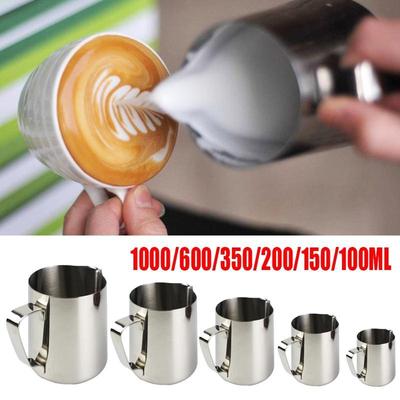 Milchaufschäumkrug aus Edelstahl, Espresso, Dampf, Kaffee, Barista, Craft, Latte, Cappuccino, Milch, Sahne, Tasse, Aufschäumkrug