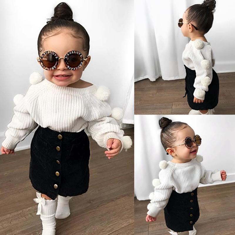 Newborn Baby Kid Girl Warm Outfits Sets Hairball Knit Long Sleeve Top+ ...