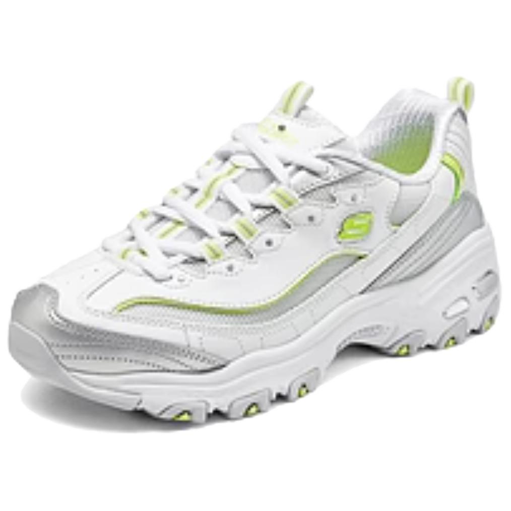 Skechers DLites Comfortable Versatile Casual Fashion Retro Breathable Low-Top Dad Shoes Women Sneakers White Silver 150246-WSLM