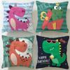 Cartoon Theme Cartoon Dinosaur Cushion Cover Soft  EasyWash Pillow Case  Versatile for Couch Bed Travel and Office