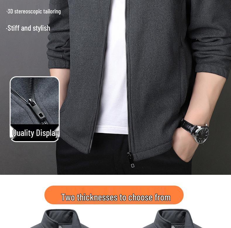 Pánská nadměrná oboustranná fleecová mikina kardigan v evropském a americkém stylu