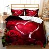 Rose Duvet Cover QueenRomantic Floral Bedding Set for Girls CoupleBlossom Flowers Quilt Cover Valentine's Day Bedspread Cover