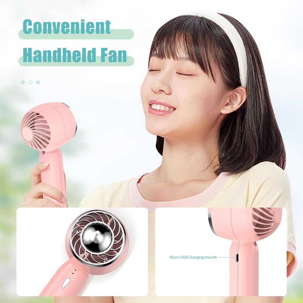 Handheld Fan with Base 2000mAh Battery Portable Mini Fan 3 Speed Low Noise Personal Desk Fan for Travel Camping Office Home USB Rechargeable Electric