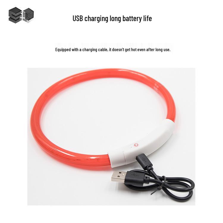 Guler LED Luminos Reîncărcabil USB pentru Animale de Companie - Bandă Luminoasă pentru Gât Stil Bandă cu Puncte Luminoase