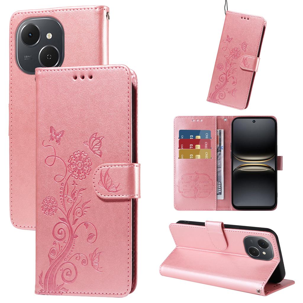 For TECNO Spark 40C Leather Case Butterfly Floral Imprint Wallet Stand Cover