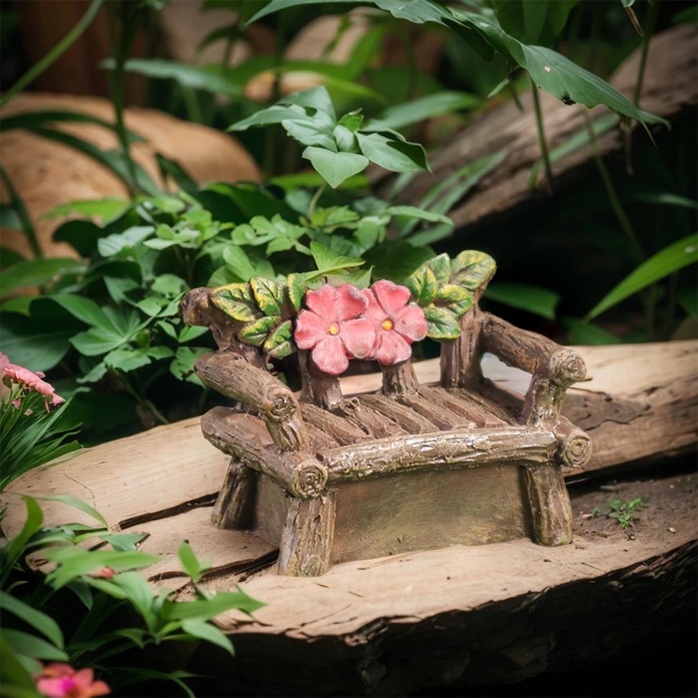 Feengarten-Set, Kunstharz, Miniatur-Feenhaus-Stuhl-Set, Mikro-Landschaftsornamente für Feengarten, Miniatur-Mooslandschaft zum Selbermachen
