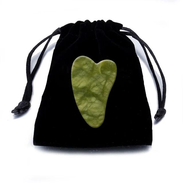 

Natural Jade Gouache Scraper Facial Lift Anti-Wrinkle Skin Care Gua Sha Jade Massager Tools With Black Velvet Bag