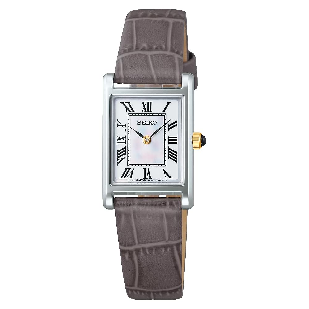

Женские кварцевые часы Seiko Selection SSEH025, на батарейке, квадратные, серо-серебристые, с циферблатом из белого перламутра