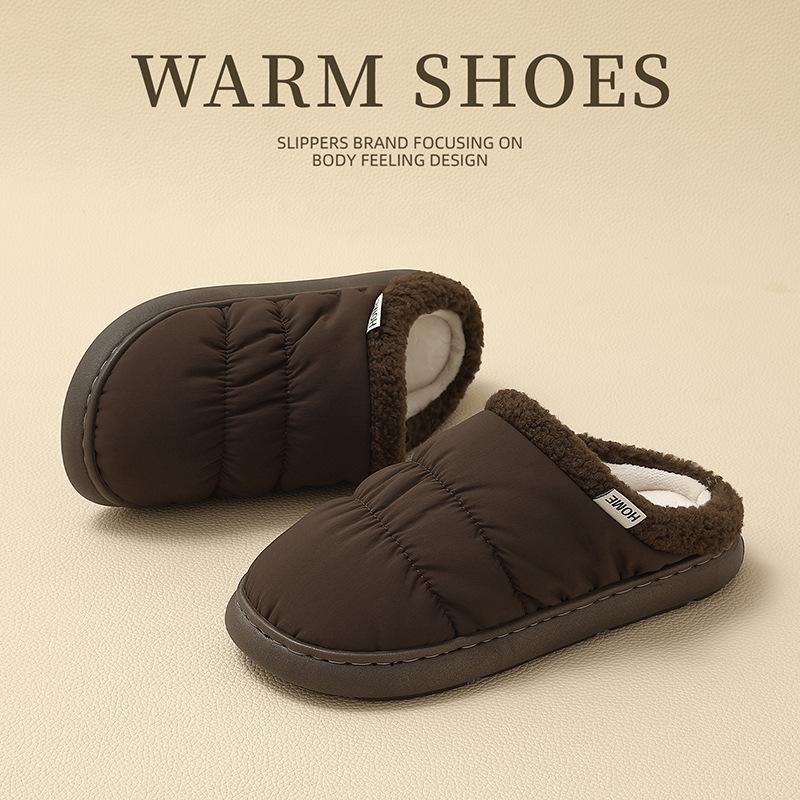 Waterproof cotton slippers winter comfortable baotou home indoor couple soft bottom non-slip wear-resistant cotton mop