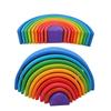 Wooden Stacking Building Toy Stacker Blocks Semicircle Nesting Puzzle for Toddlers Kids Early Education