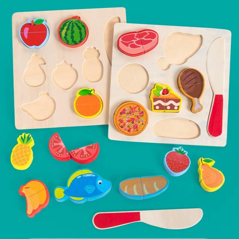 Wooden Magnetic Fruit And Vegetable Cutting Toy For Kids Kitchen Play