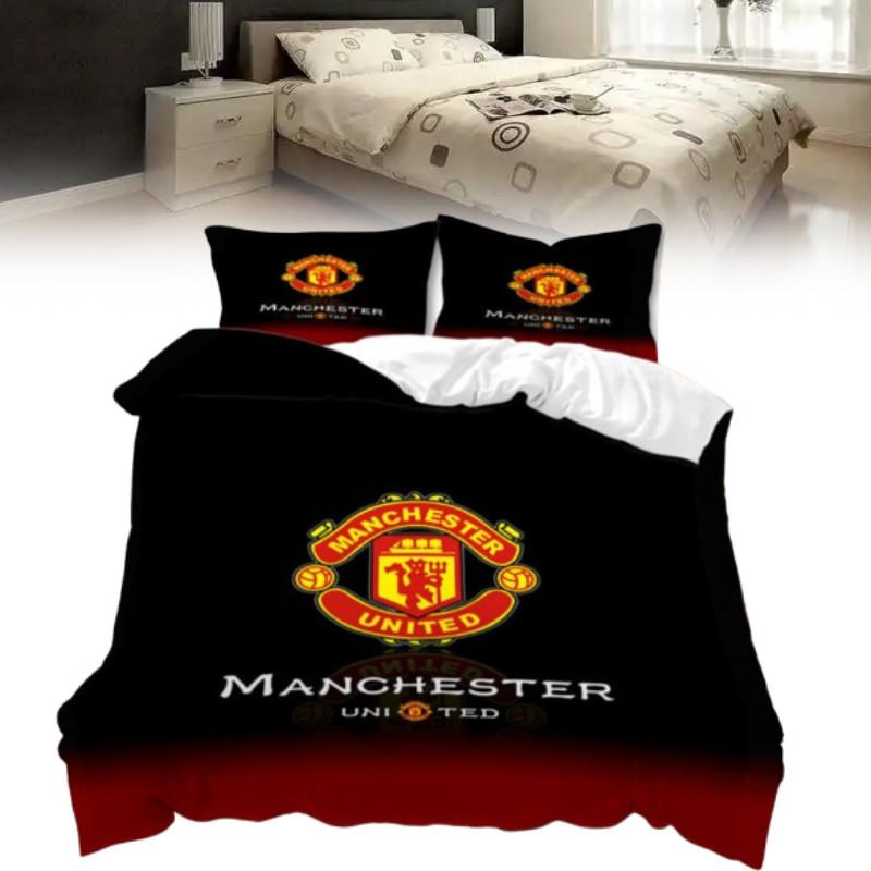 Pattern Digital Manchester Printed Duvet Cover Pillowcase Set Bedding Bedroom