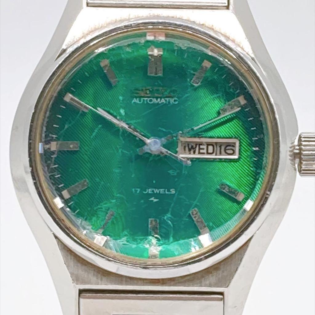 Used SEIKO Ladies Watch Automatic Working Day-Date Green 549