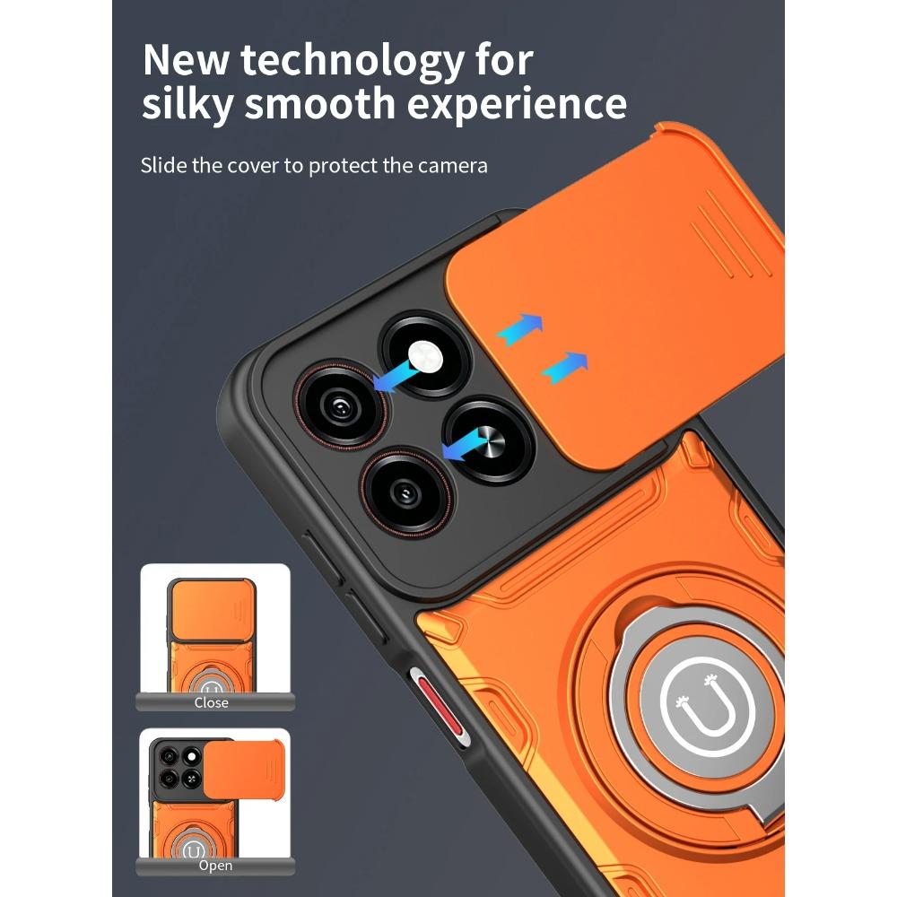 Armor Shockproof Case For ZTE Blade A35 A55 Slide Camera Lens Protection Metal Ring Holder TPU Frame Plastic Phone Cover Fundas