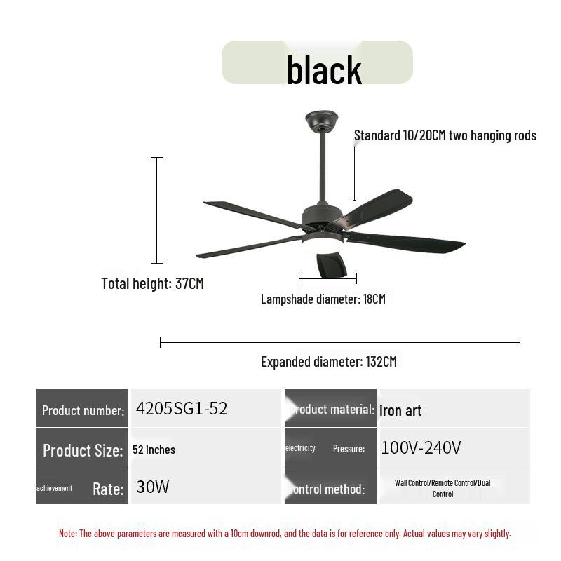 2026 Silent Smart Ceiling Fan Light with Pure Copper Motor and Frequency Conversion for Restaurants Remote Control