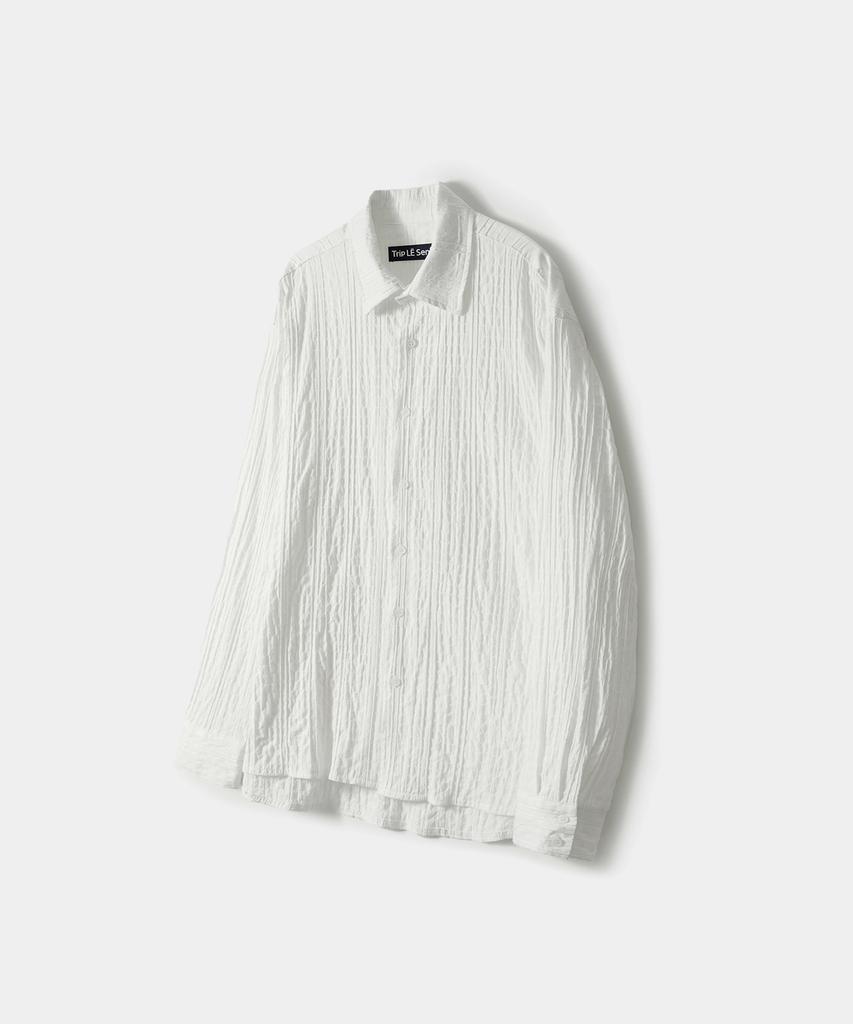 TRIP LE SENS Steady Cotton Pleated Overshirt_Navy