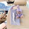 Cartoon Bear Plush Hanging Car Tissue Box For Car Home Use