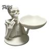 Gothic Home Decor Halloween Skeleton Storage Tray, 3D Printed Spooky Skull Jewelry Holder, Desk Organizer Desktop Ring for Entryway, Vanity