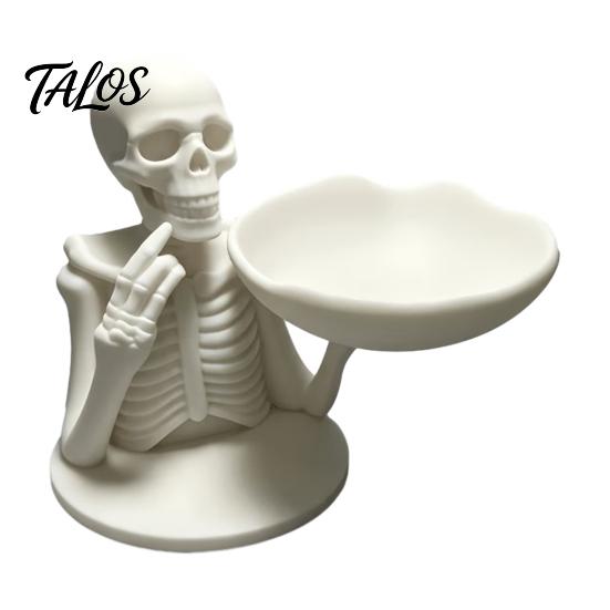 Gothic Home Decor Halloween Skeleton Storage Tray, 3D Printed Spooky Skull Jewelry Holder, Desk Organizer Desktop Ring for Entryway, Vanity