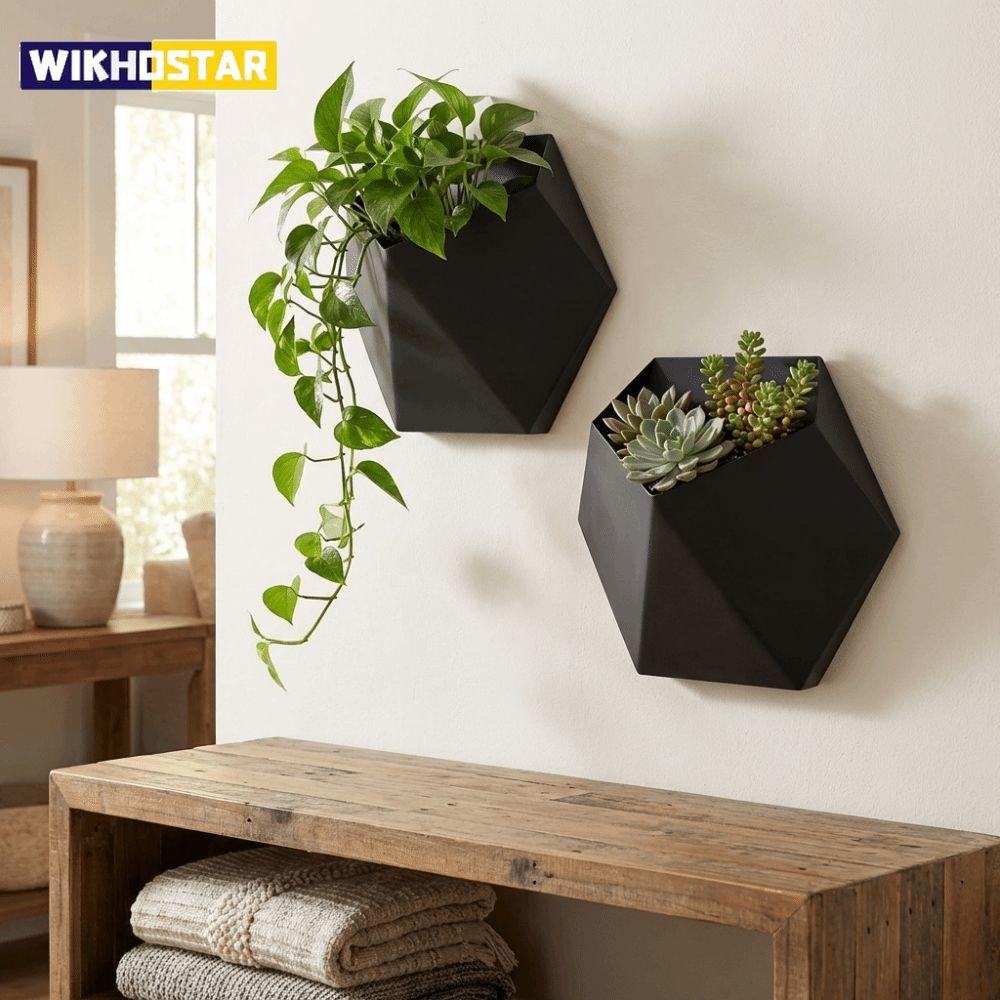 Geometrischer sechseckiger Blumentopf zur Wandmontage 3D-gedruckter Sukkulenten-Pflanztopf Dekorative Wandhängepflanzer für Zimmerpflanzen