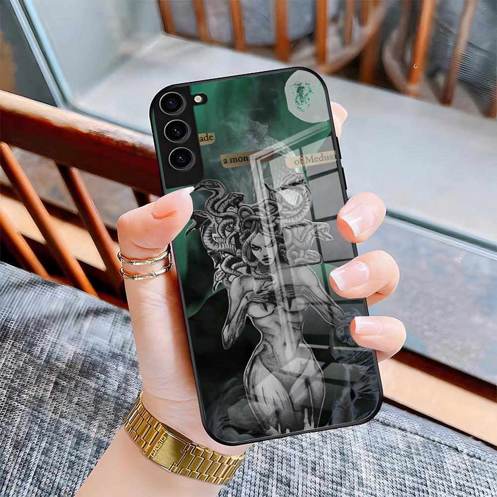 M-Medusa Mythology Phone Case For Samsung A25 A13 A33 5G A54 A36 A35 A56 A52 A14 Shockproof Glass Cover